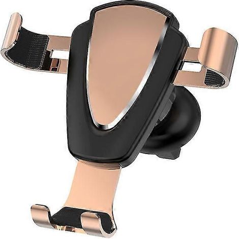 Support de navigation métallique à ventouse pour grille d'aération de voiture, support pour téléphone portable (doré) (1/2)
