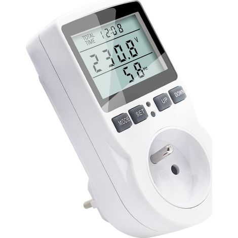 Wattmètre Prise Compteur d'Énergie, Compteur de Consommation d'énergie avec 11 Modes Surveillance et l'écran LCD, Prise de Consommation Électrique Protection Contre Les Surcharges 3680W (1/5)