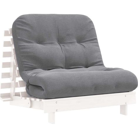 Maison Exclusive - Futón sofá cama con colchón madera maciza blan