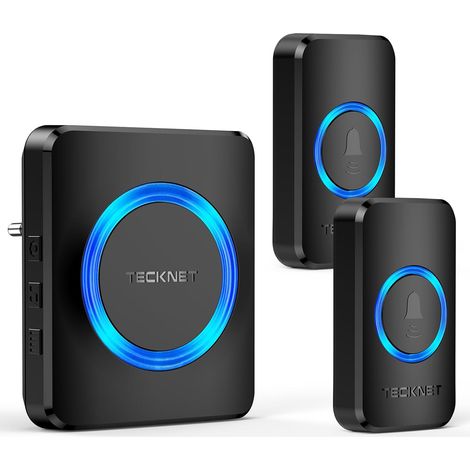 Sonnette sans Fil Exterieur Étanche Portée 600m Récepteur Enfichable Émetteurs Indicateur RVB 60 Mélodies 5 Niveaux Volume (1/5)
