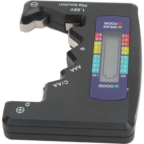 Testeur de capacité de batterie numérique universel pour piles D C N AAA AA 9V 1.5V et piles bouton, analyseur noir (1/5)