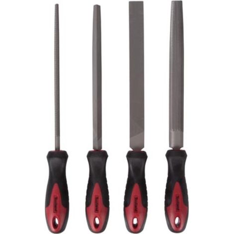 Toolland 4-teiliges Feilenset für Stahl: unverzichtbar für jeden Stahlwerker, vielseitig, ergonomisch, präzise Ergebnisse, professionelle Qualität, Set mit flachen, runden, halbrunden und dreieckigen