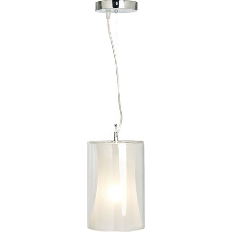 Litecraft Bettie Polished Chrome Ceiling Pendant Cylinder & Fluted Glass 1 Light (1/5)