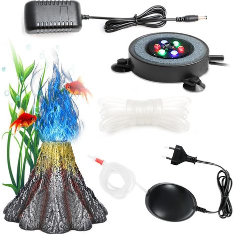 Aquarium Bubble Lamp with Air Pump, Volcano Aquarium Decoration Kit, IP68 Waterproof Aquarium Bubbler for Aquarium Decoration (1/5)