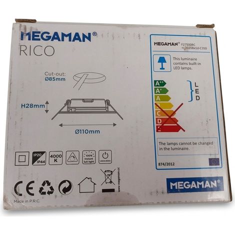 MEGAMAN - Luminaire encastré LED RICO - 4000K IP44 - Design extra-plat 28mm - Voir photos