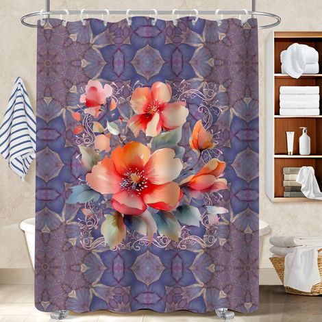 Rideau de bain en polyester 180x180 décoratif bâche polyester douche pour avec accessoires assortis (1/5)