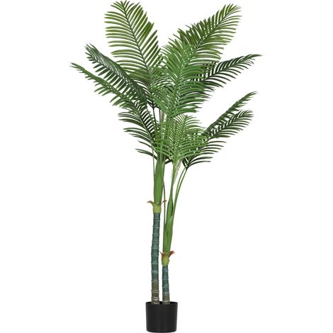 Plante artificielle intérieure 180 cm, palmier Areca arbre artificiel avec pot en plastique et flocage, vert