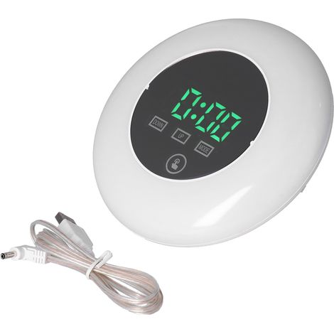 Réveil numérique LED, horloge miroir, thermomètre, horloge électronique 7 couleurs pour chambre ou bureau, vert. (1/5)