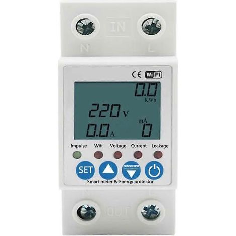 Disjoncteur anti-gravillons 63A avec commande par smartphone Wi-Fi, détecteur de fuites, télécommande sans fil et compteur à distance (1/5)