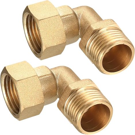 2 Pcs Raccords Coudés en Laiton, Raccord Coude en Laiton 90°, Raccord Plomberie, Raccords de Tuyaux à Compression Coudé à 90 Degrés pour Plomberie, 1/2 BSP Mâle x 1/2 PT Femelle (1/5)
