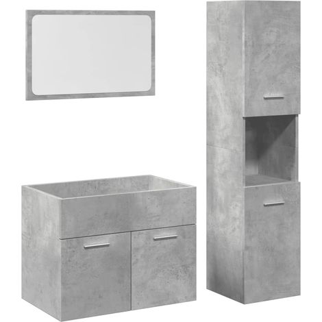 Maison Exclusive - Set Mobili da Bagno 3 pz Grigio Cemento in Legno Multistrato