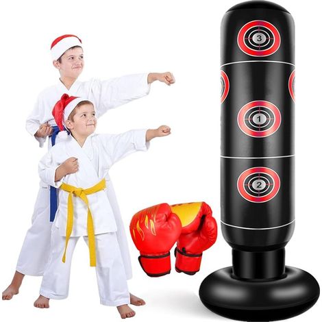 Sac de Frappe pour Enfants avec Gants De Boxe 160cm Sac De Boxe Gonflable pour Enfant Cadeaux pour GarçOns Et Filles de 3 à 12 Ans pour Pratiquer Karaté Taekwondo MMA (1/5)