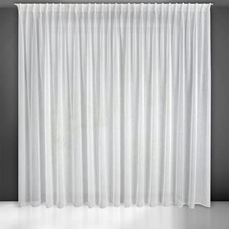 EUROFIRANY BELISSA RIDEAU BLANC TRANSPARENT AVEC STRUCTURE DE PLUIE VERTICALE ET BANDE PLISSÉE POUR RAIL DE PLAFOND/TRINGLE À RI