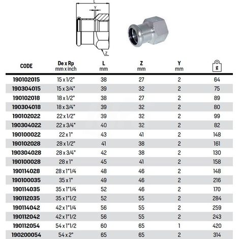 Adapt Taraude F 42 11/2 Inox (1/3)