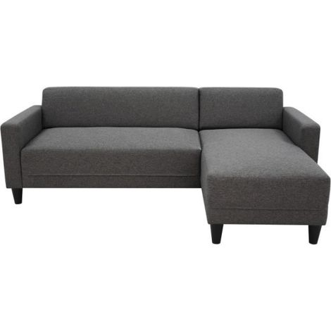 Canapé d'angle fixe 4 places BOB - Tissu anthracite - Réversible - L 197 x P 117 x H 65 cm (1/5)