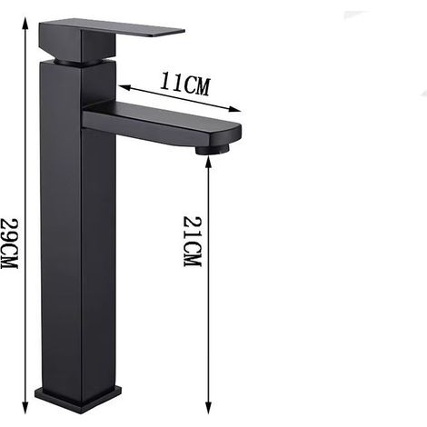 Export-grade 304 stainless steel brushed gold bathroom sink, single-hole washbasin, hot and cold water undermount basin with faucet - black square tall style [hot and cold water]