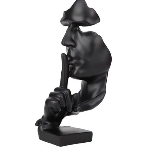 Sculpture décorative en résine noire, statue silence dorée, figurines maison, décoration bureau, étagère, table, créative, moderne (1/5)