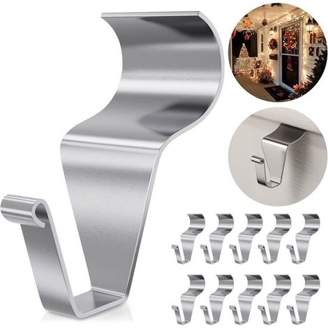 20 ganchos de pared de vinilo, Abrazaderas pared acero inoxidable resistencia, Ganchos colgantes reutilizables sin agujeros decoraciones fiestas (1/5)