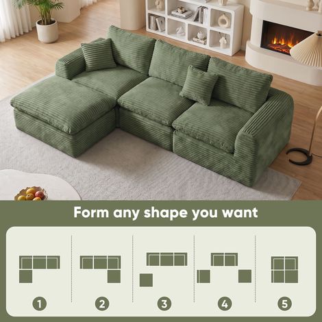 DISEÑO PERSONALIZABLE 3 EN 1: ¡Da rienda suelta a tu creatividad Tres módulos independientes se combinan fácilmente para formar una L, un sofá recto o una cama temporal. (1/5)