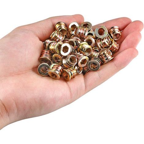 Pack of 50 Threaded Inserts for M815mm Wood Screws - Hex Nuts (Allen Key Included) - (1/3)
