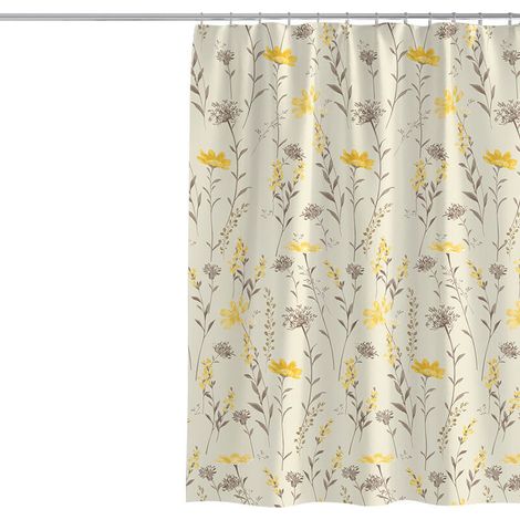 Duschvorhang 100 x 200 cm, Pflanzen- und Blumenmotiv, dickes, schimmelresistentes Polyestergewebe, wasserdichter Duschvorhang mit Haken zur Badezimmerdekoration