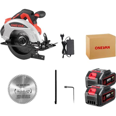 Scie circulaire, moteur sans balais, design sans fil, 2 Batterie Prise EU (1/2)