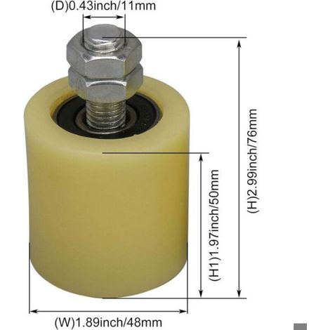 M12 48 x 50mm roue de guidage de roulement à rouleaux en acier PP avec insert de roulement 6201 pour porte électrique Pack de 2 (1/4)
