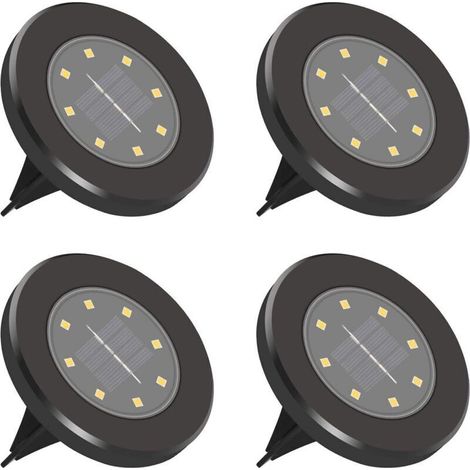 Outdoor Solar Lights, 8 LEDs, 4-Pack, IP65 Waterproof Outdoor Solar Lighting, Decorative Lawn Lights, Motion Sensor Solar Spotlights for Garden, Yard, Outdoor Space, Driveway, House, Round- (1/5)