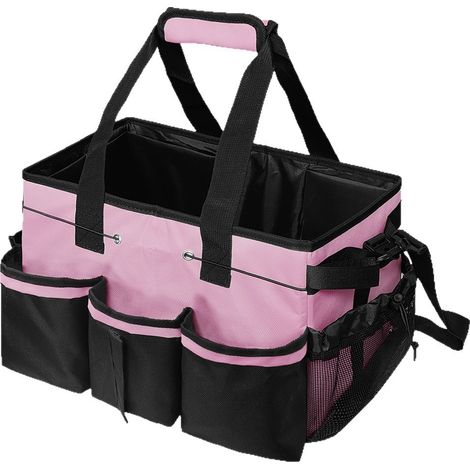 Sac pour ranger les outils de nettoyage avec bandoulière rose (1/5)