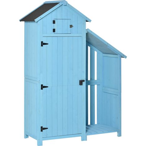 Abri de jardin avec rangement pour bois de chauffage pliable cm pour salon pour jardin jardin, outils, matériel chauffage, étagères, toit asphalte, sapin, bleu ciel, 54,5 (1/5)