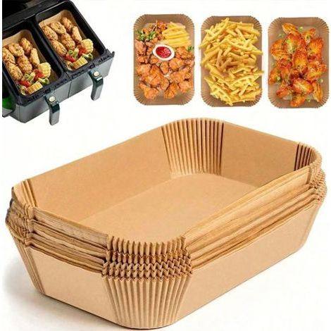 Carta da forno per friggitrice ad aria Ninja, 100 pezzi, fogli rettangolari da 22x14 cm, accessori per friggitrice senza olio, compatibili con Ninja Foodi Dual Zone Double Stack e altre friggitrici ad (1/5)