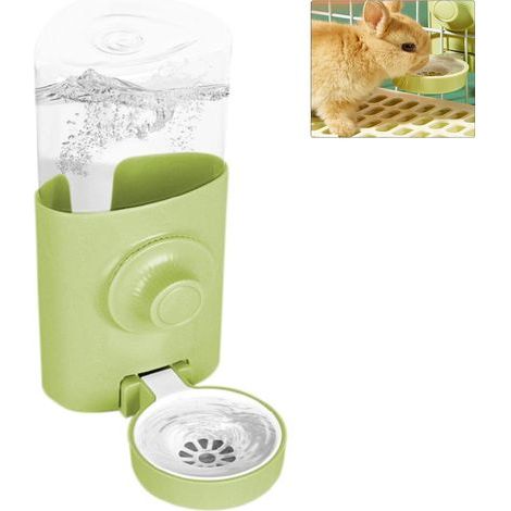 Distributeur eau lapin,600ML Suspendue biberon lapin,Automatique Anti-Goutte Biberon,Convient aux lapins, cochon d'Inde, chinchillas, hérissons et furets.(vert) (1/5)
