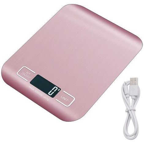 Balance de cuisine rechargeable 10 kg avec écran LCD et acier inoxydable-AquaForge (1/5)