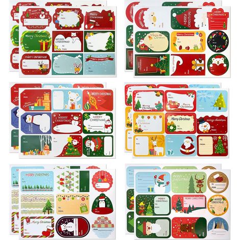 108 Pcs Étiquettes Noël Autocollants, Nom Étiquettes de Père Noël Sapin de Noël Bonhomme de Neige pour Enfants, décorations pour cadeaux,cartes (1/5)