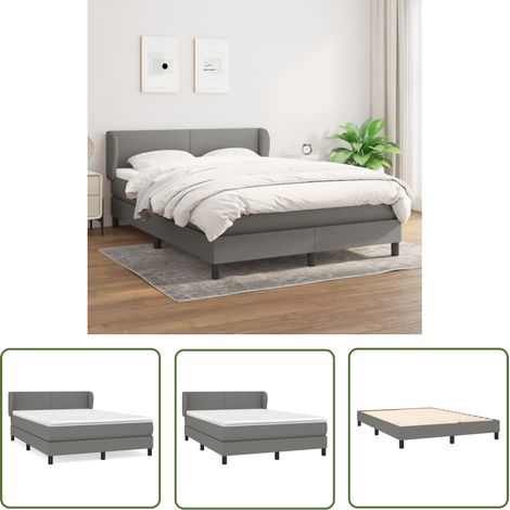 The Living Store Boxspringbett mit Matratze Dunkelgrau 140x200 cm Stoff - Boxspringbett - Doppelbett - Bettenrahmen - Lattenrost - Matratze (1/5)