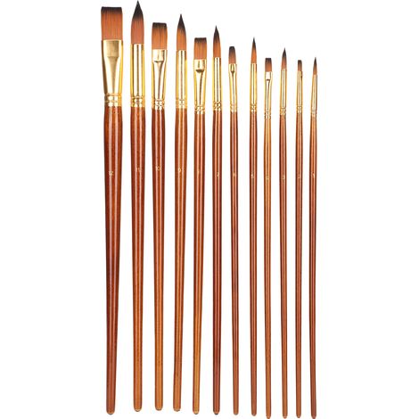 Ensemble de 12 pinceaux, pinceaux en nylon à long manche, outils pour peinture à l'huile, matériel d'art