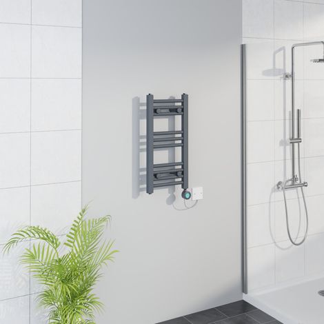 WiFi Thermostatic Straight Towel Rail Timer Sand Grey 600x300