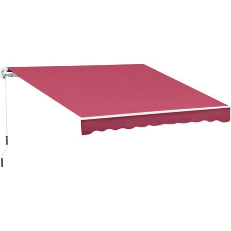 Einziehbare Fallmarkise mit Kurbel, Aluminium und Polyester, 295 x 245 cm, Dunkelrot