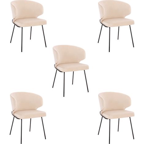 HOME DELUXE - Polsterstuhl AMARA- 5 Stück, Farbe: Samt Beige - weiche Polsterung, bis 120 kg belastbar I Küchenstuhl Speisestühle Esszimmerstühle  Stuhl Polsterstuhl Esszimmerstuhl Esszimmerstühle