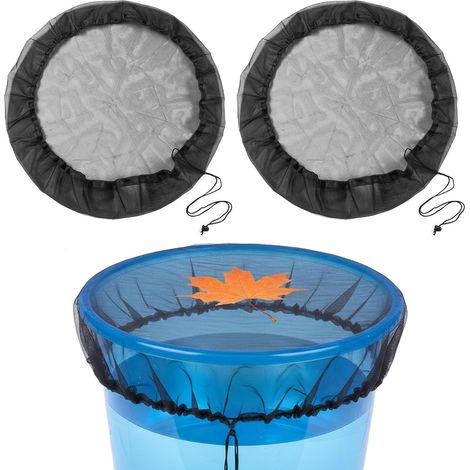 Set mit 2 x 100 cm großen Netzabdeckungen für Regenwassertanks mit Kordelzug – Schwarz – Wiederverwendbar – Zum Schutz (1/5)