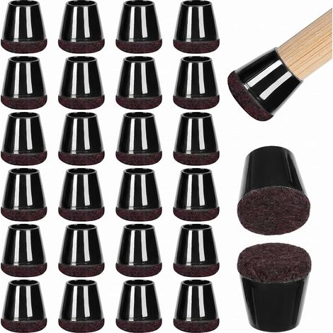 24 Pièces Protection Pied de Chaise, Petit Patin Chaise pour Pied de Chaise 14-20mm, Protege Chair Leg en Silicone avec Feutre, Embout Chair pour Protéger Les Pieds de Meubles, Violet Feutre (1/5)