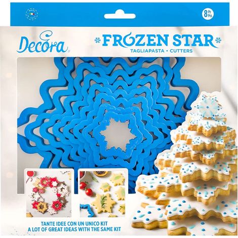 Decora 0255250 Set 8 Tagliapasta Albero Stella Di Ghiaccio, In Plastica, Il Kit Ideale per Creare Decorazioni in Pasta di Zucchero o di Gomma, Made in Italy, Design originale. Confezione da 8 pezzi. (1/3)