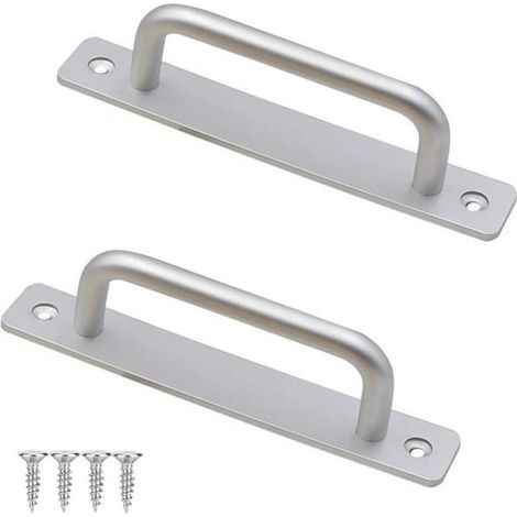 Poignée de porte 2 pièces, poignée de porte d'armoire en alliage d'aluminium, poignée de meuble avec vis argent