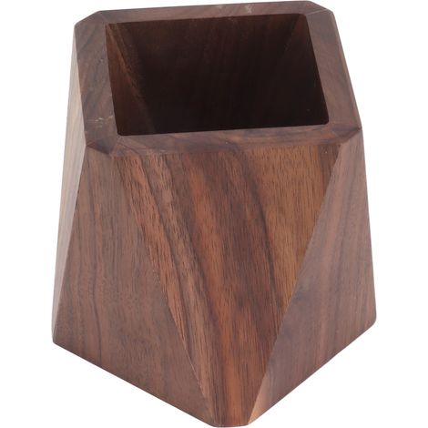Porteustensiles de cuisine stable grande capacité simple en bois forme losange pour cuisine famille bureau (10x11cm) (1/5)