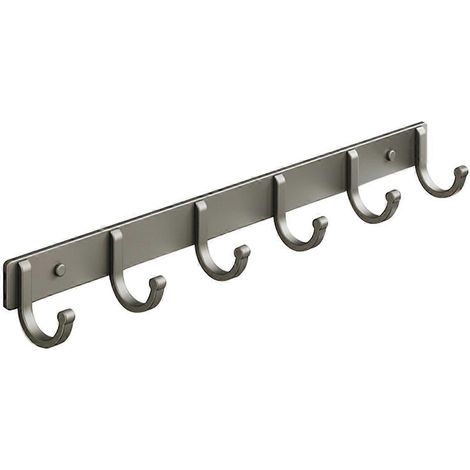 Crochet en aluminium spatial, crochet pour serviette de salle de bain, crochet pour vêtements derrière la porte du salon, rangement simple, 6 crochets pour gagner de la place (1/5)