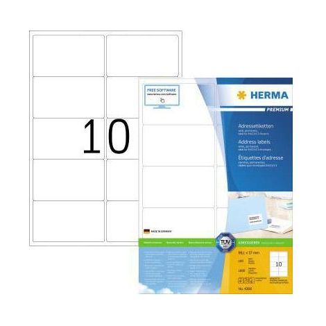 Universaletikett PREMIUM 99,1 x 57 mm (B x H) nicht wieder ablösbar Papier weiß 1.000 Etik./Pack. (1/4)