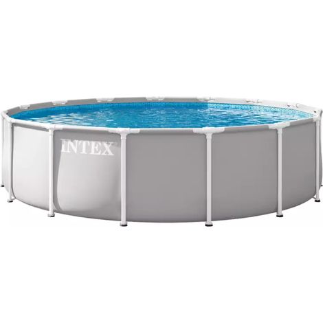 piscina fuori terra con struttura rotonda intex "prisma frame" con pompa filtro grigio chiaro 457x457x107 cm - cod. 26724nd