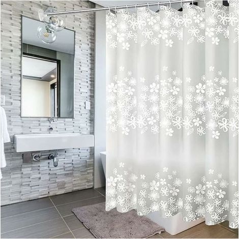 Rideau de douche 200x200cm avec 14 crochets, résistant à la moisissure, antibactérien, imperméable et lavable, pour baignoire et salle de bain (1/5)