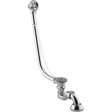 Colonna di scarico con sifone per vasca con tubo in rame cromato, tutta cromata (1/3)