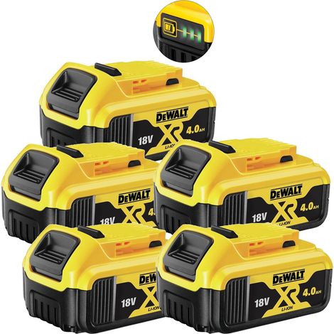 5 x DeWalt DCB182 18v 4.0Ah Li-Ion Battery XR Range Lithium Ion Genuine 4amp UK